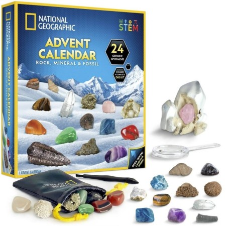 National Geographic - Set educativ Calendar de Craciun descopera roci si pietre pretioase cu 24 de surprize National Geographic 